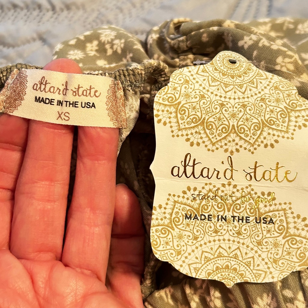 NWT altar’d state Floral Mini Dress, XS, Ivory and Sage - Picture 7 of 11